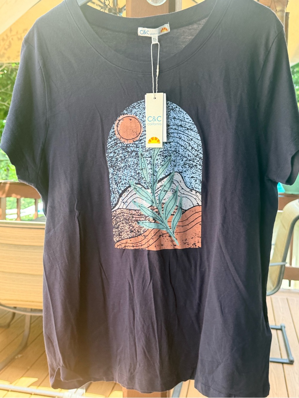 C&C California Navy Short-Sleeve Tee with Multicolor Desert Graphic